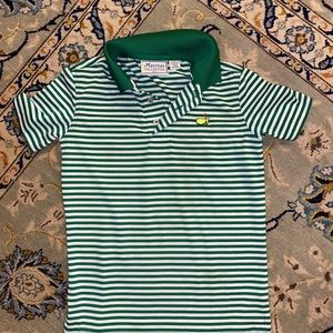 Sweet Masters green and white striped polo